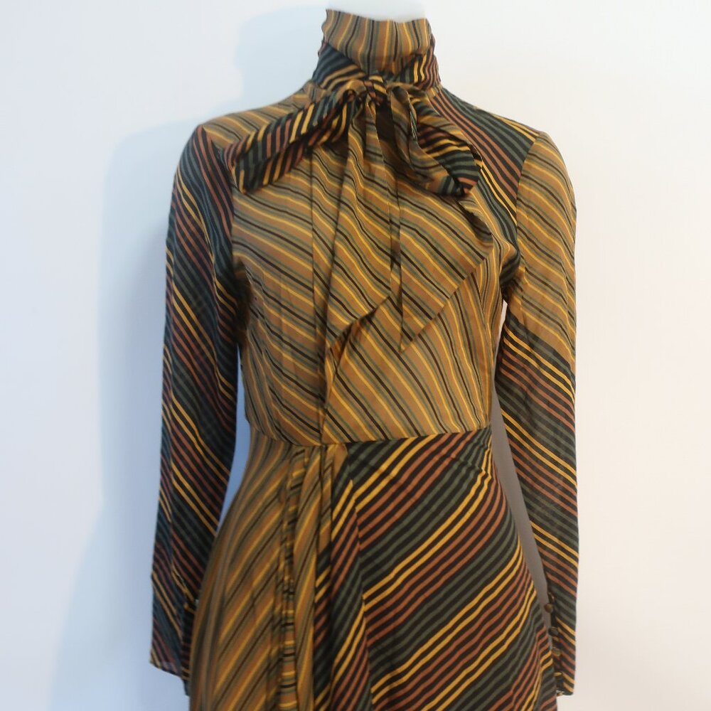 NWT Womens Ronny Kobo Ronny Kobo Brown Black Striped Mock Neck Noven Dress S - Picture 7 of 16